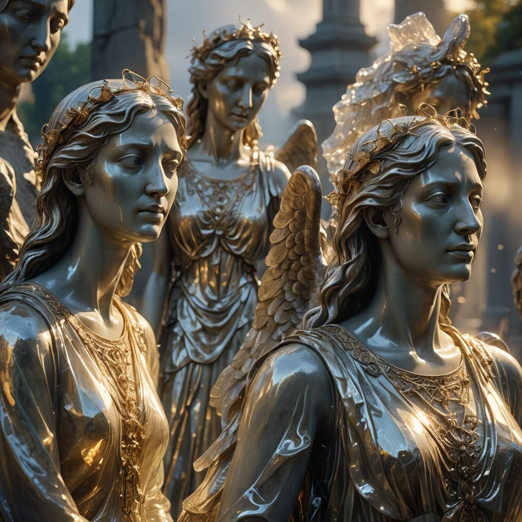 Ethereal Weeping Angels in Surrealist Style