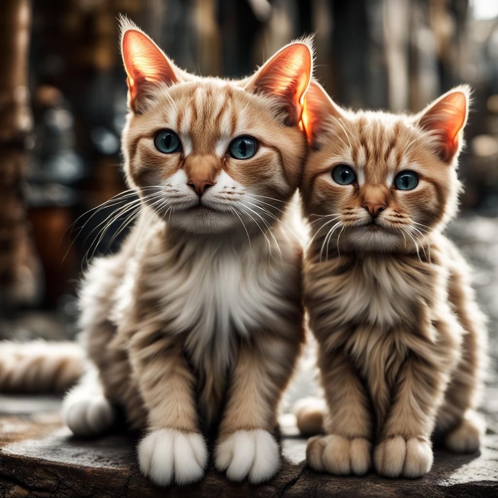 Hyperrealistic Image of Two Sweet Cats