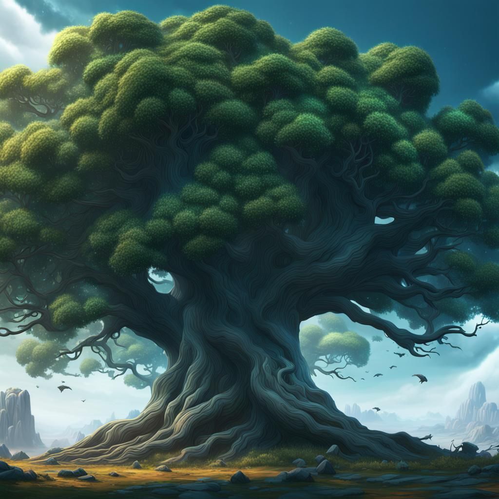 Wind Swept Tree: Detailed Matte Painting