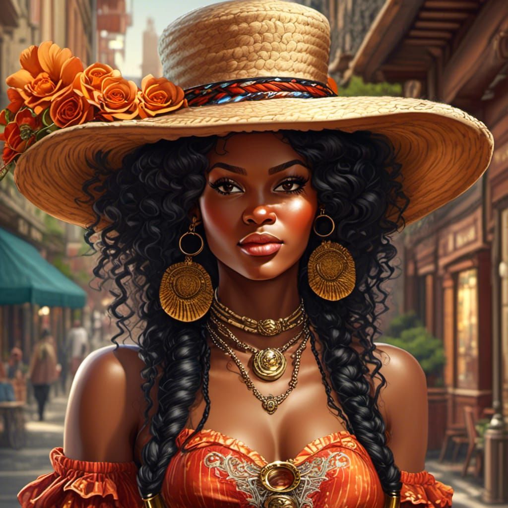 Gorgeous African Lady in Steampunk Style Portrait