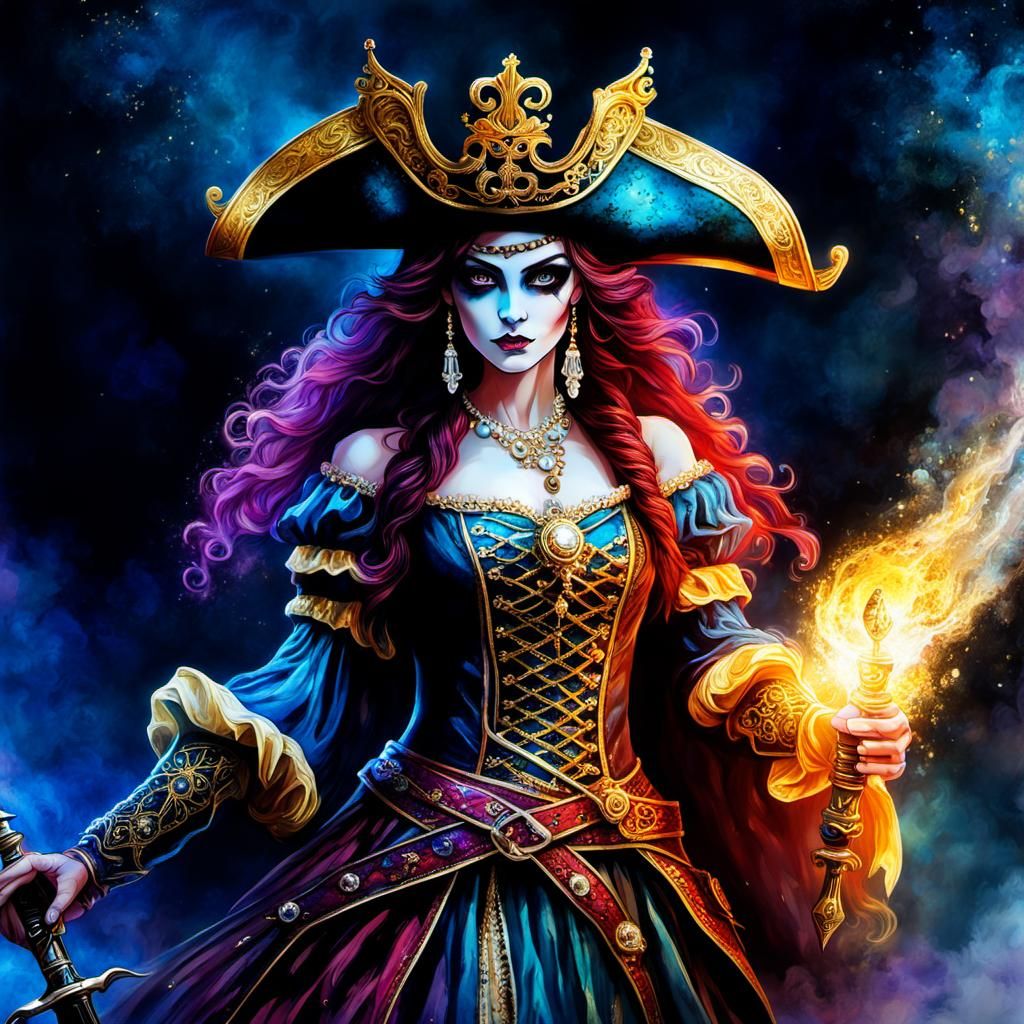 Ethereal Pirate Queen in Attack Pose