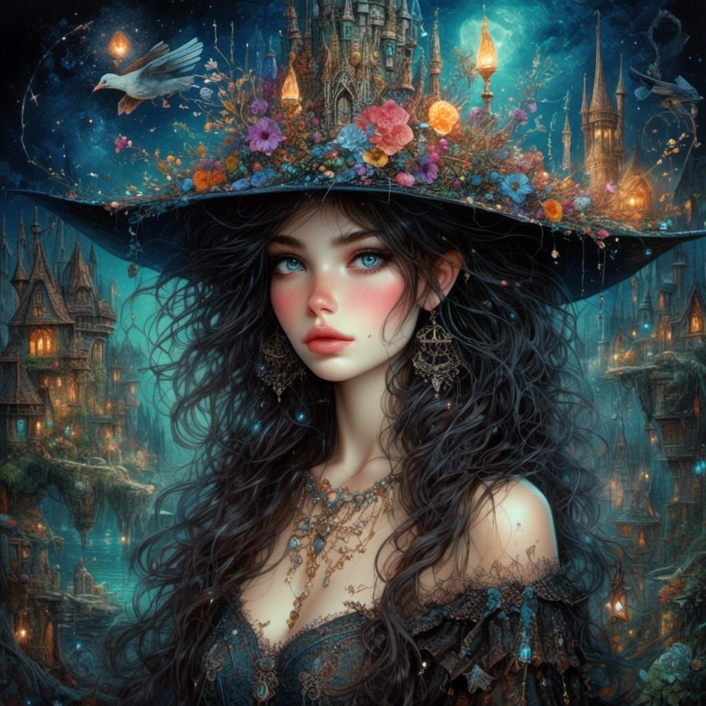 Dreamlike Rogue in Fairytale Landscape, Oil Painting