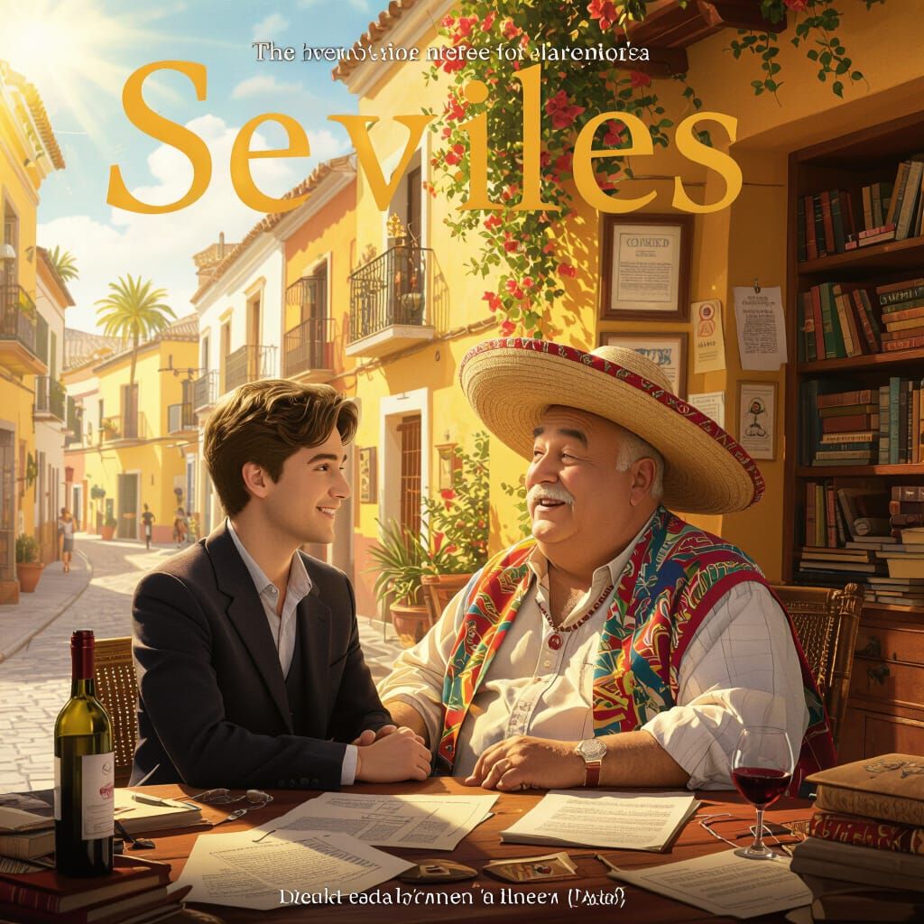 Sunny Seville Street Scene Movie Poster Concept Art
