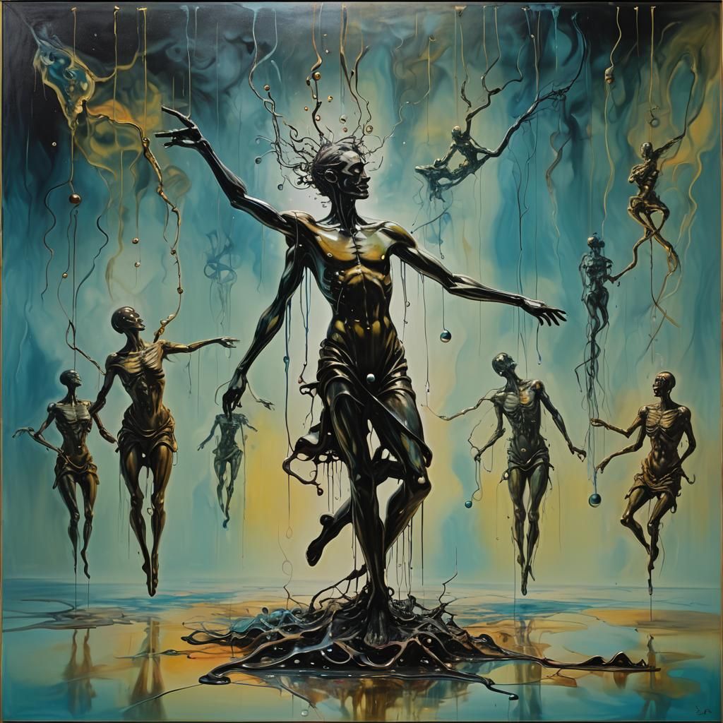 Surreal Figure in Dreamlike State as Oil Painting