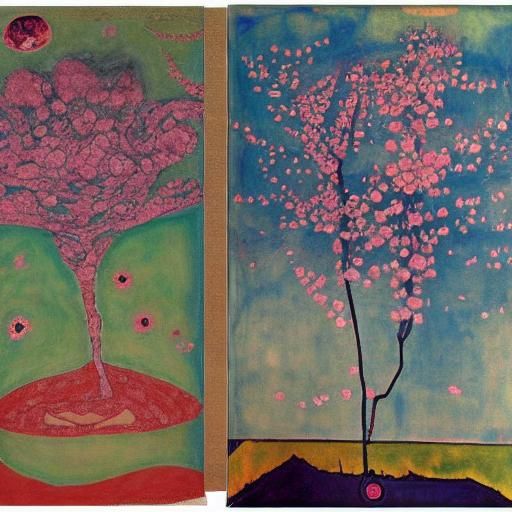 Extraterrestrial Cherry Blossoms in Expressionist Style