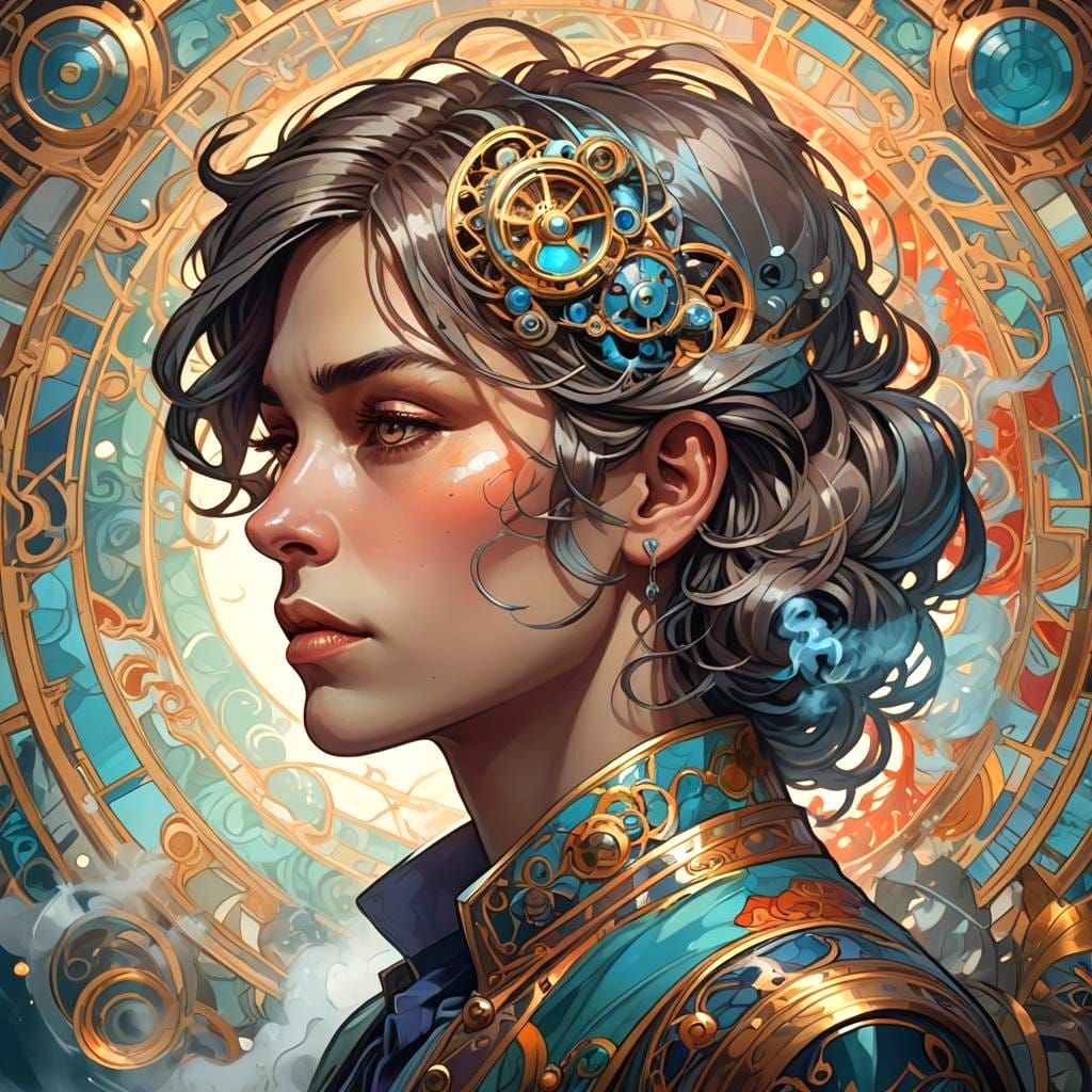 Dynamic Motion Portrait in Detailed Digital Art Style