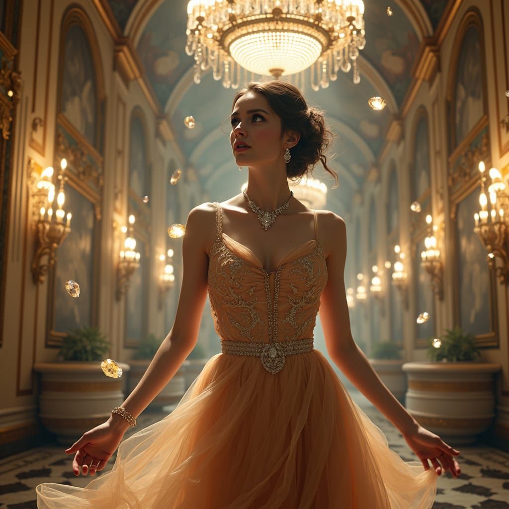 Madame Loisel Loses Diamond Necklace in Opulent Ballroom