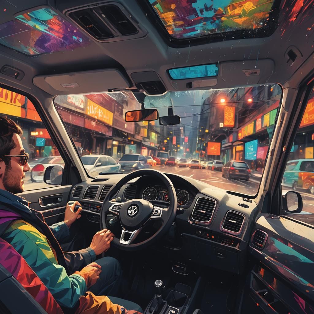 Volkswagen Caravan Interior: Hyperrealistic Automotive Illus...