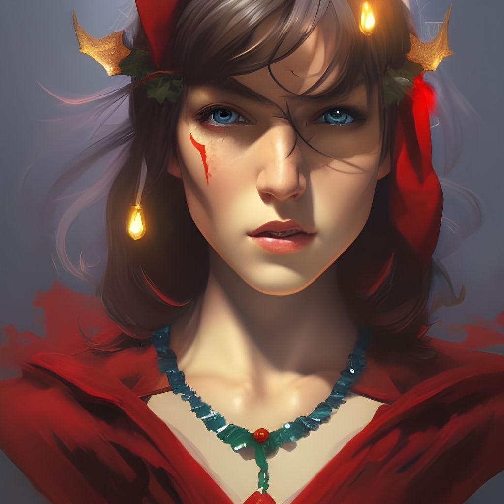 Demonic Christmas Elf Portrait in Eldritch Style