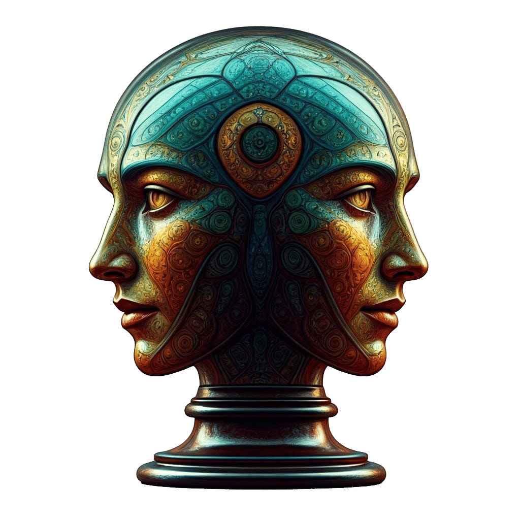 Colorful Cubist Enameled Glass Figurine Bust