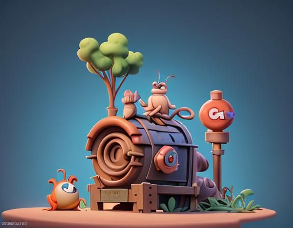 Snail Postman Delivering Mail: Pixar-Style 3D Art