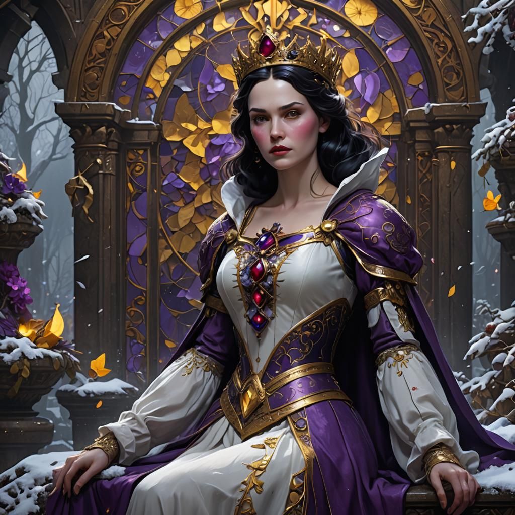 Snow White Queen in Dark Fantasy Art Nouveau Style
