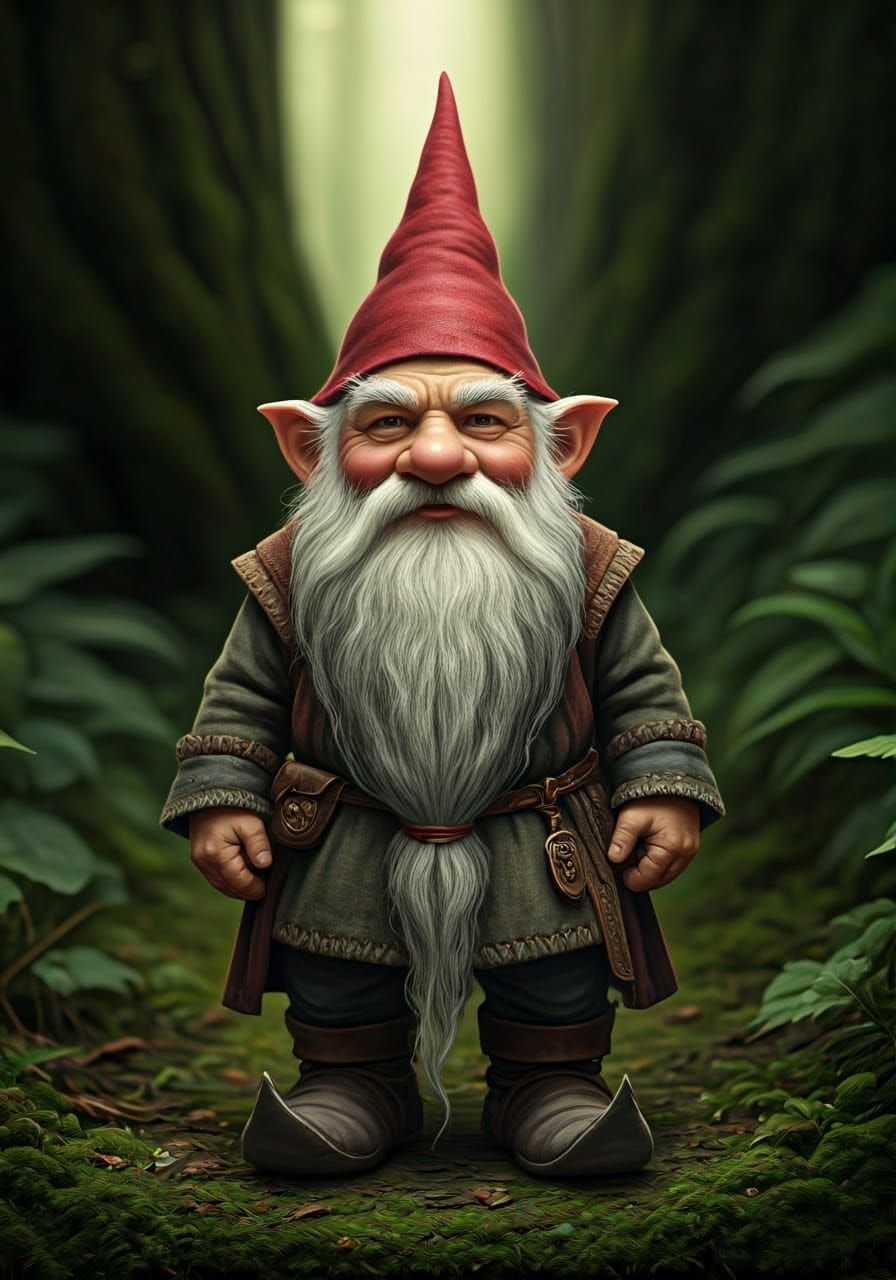 Gnome with Elaborate Beard in Detailed Realistic Style