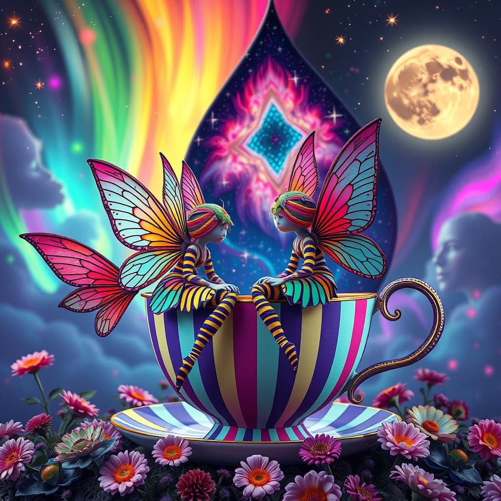 Kaleidoscope Fairies in Whimsigoth Teacup