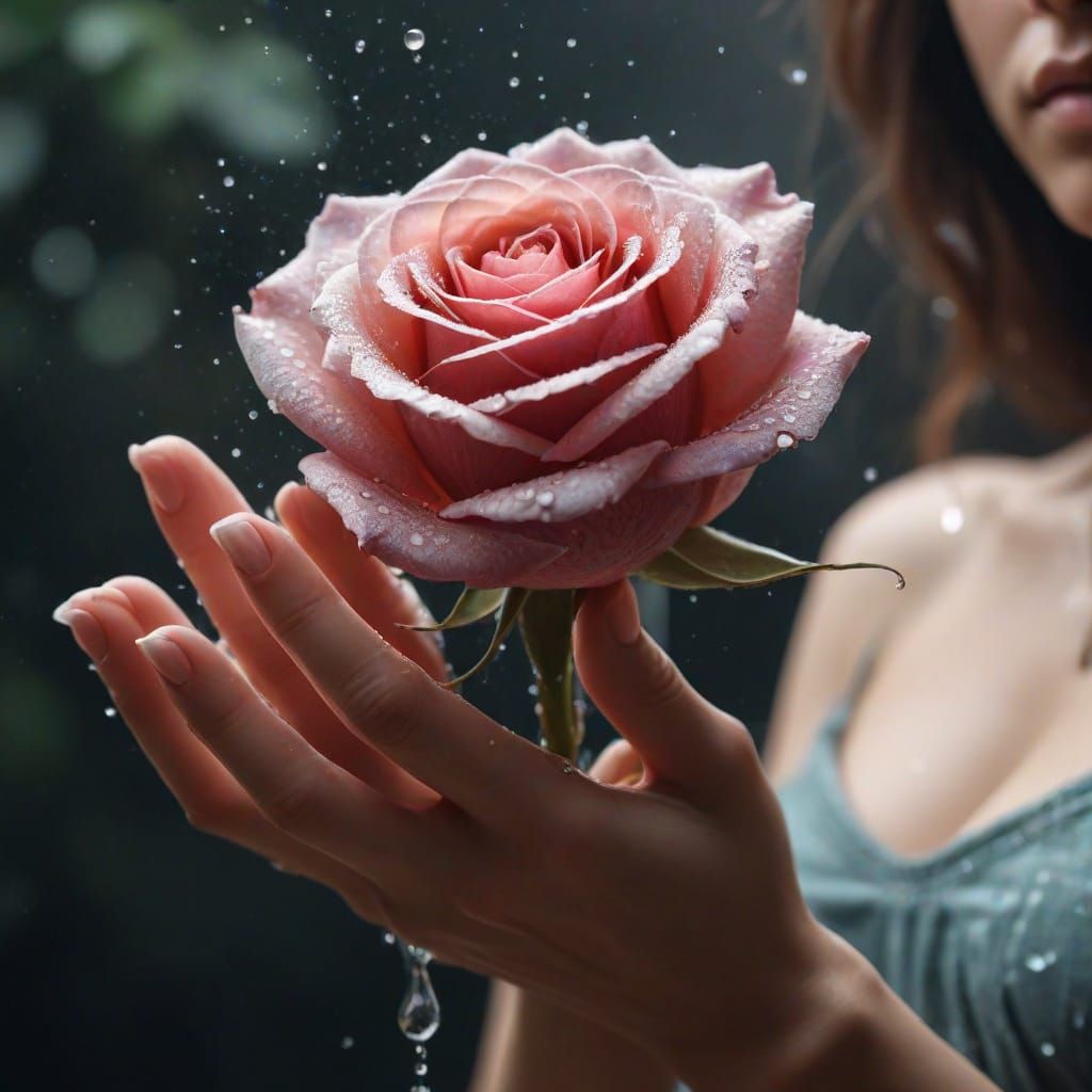 Mystical Rose: Woman's Hand Sprinkling Magic