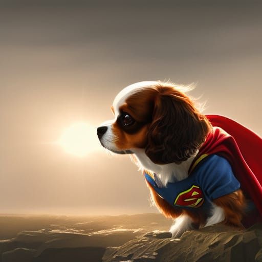 Cavalier King Charles Spaniel as Superman