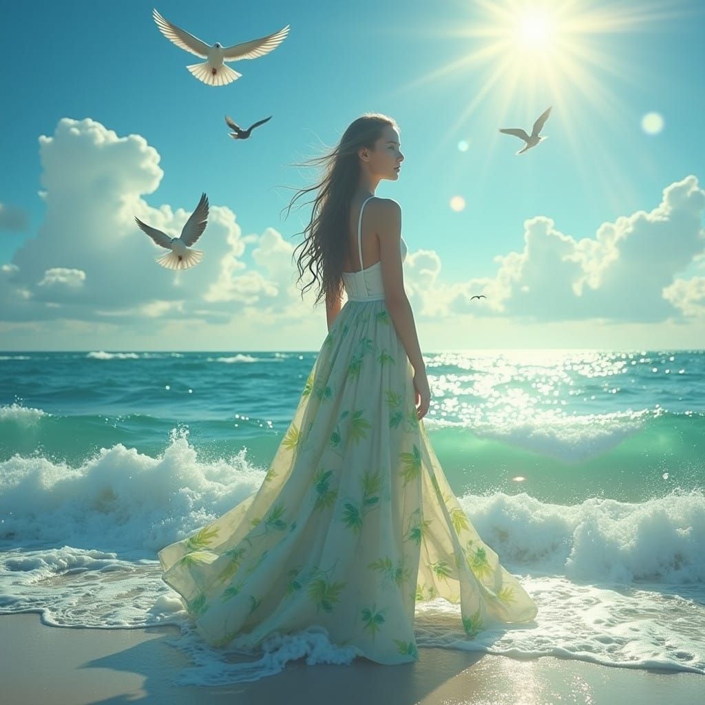 Serene Goddess of Nature in Ethereal Beauty