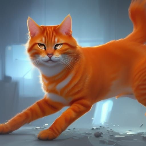 Hyperdetailed Orange Tabby Cat Concept Art