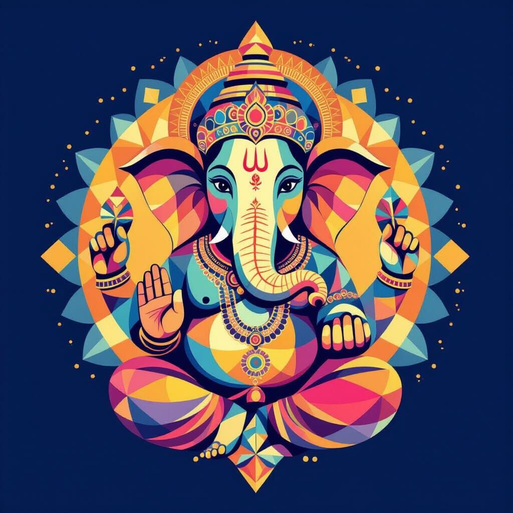 Geometric Ganesha: A Mosaic of Divine Shapes