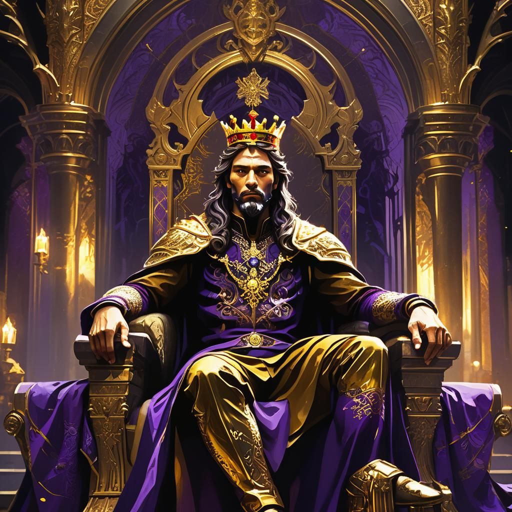 King with Radiant Crown on Gilded Throne