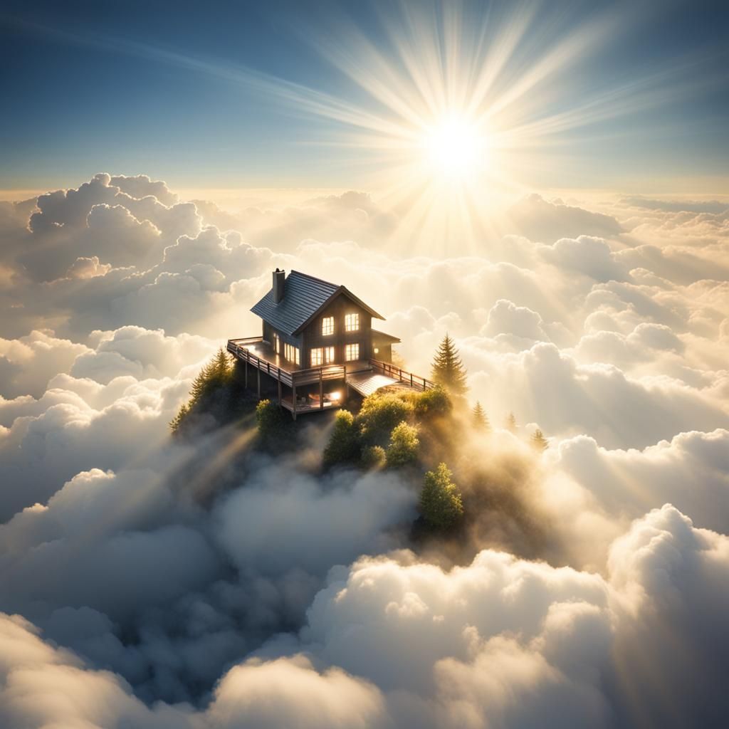 Heavenly Home Above the Clouds in Soft Focus