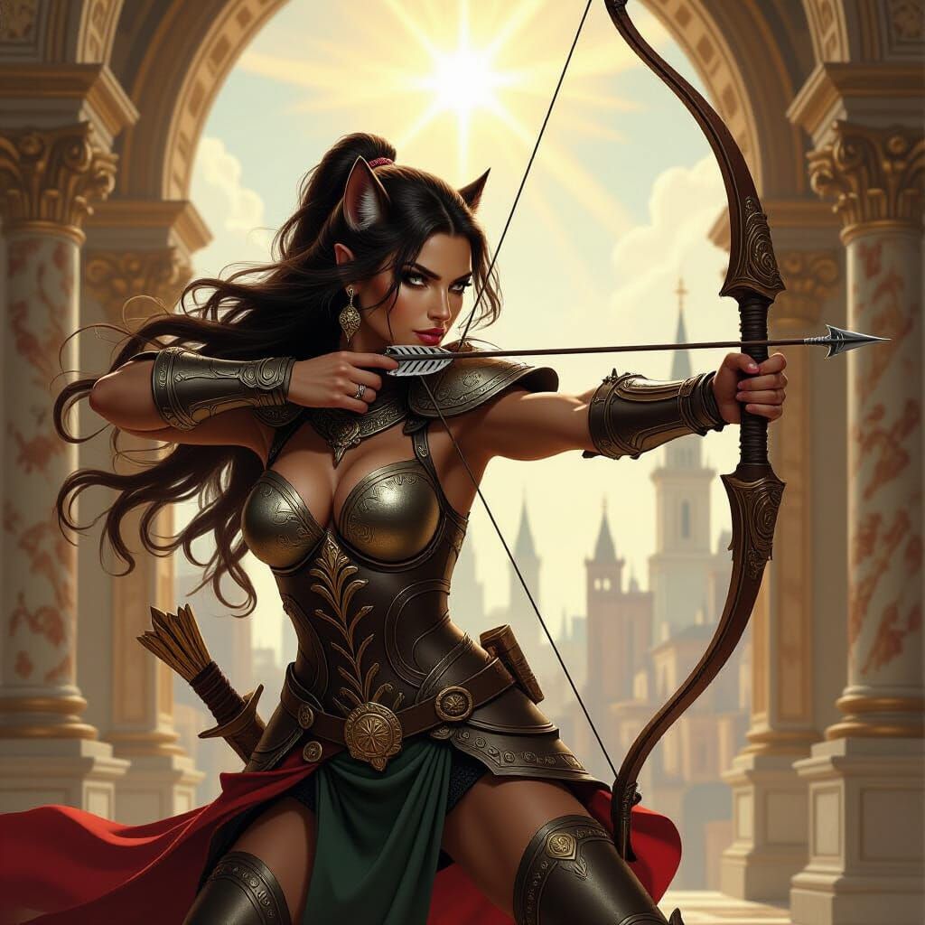 Renaissance Tabaxi Warrior in Michelangelo Style