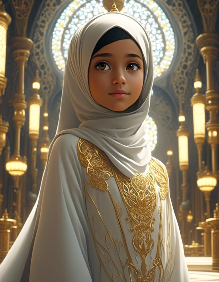 Anime Portrait of a Cute Girl in Hijab
