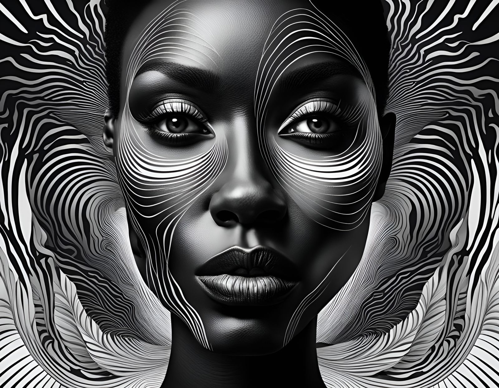 Surreal Black and White Portrait in Digital Art