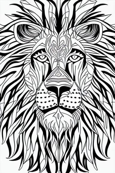 Majestic Lion Outline in Anime Style