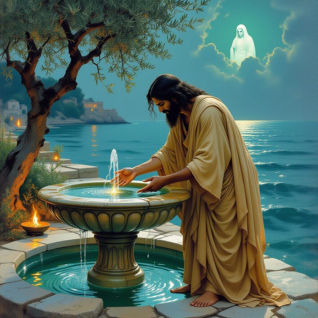 Fisherman's Transformation in a Moonlit Garden