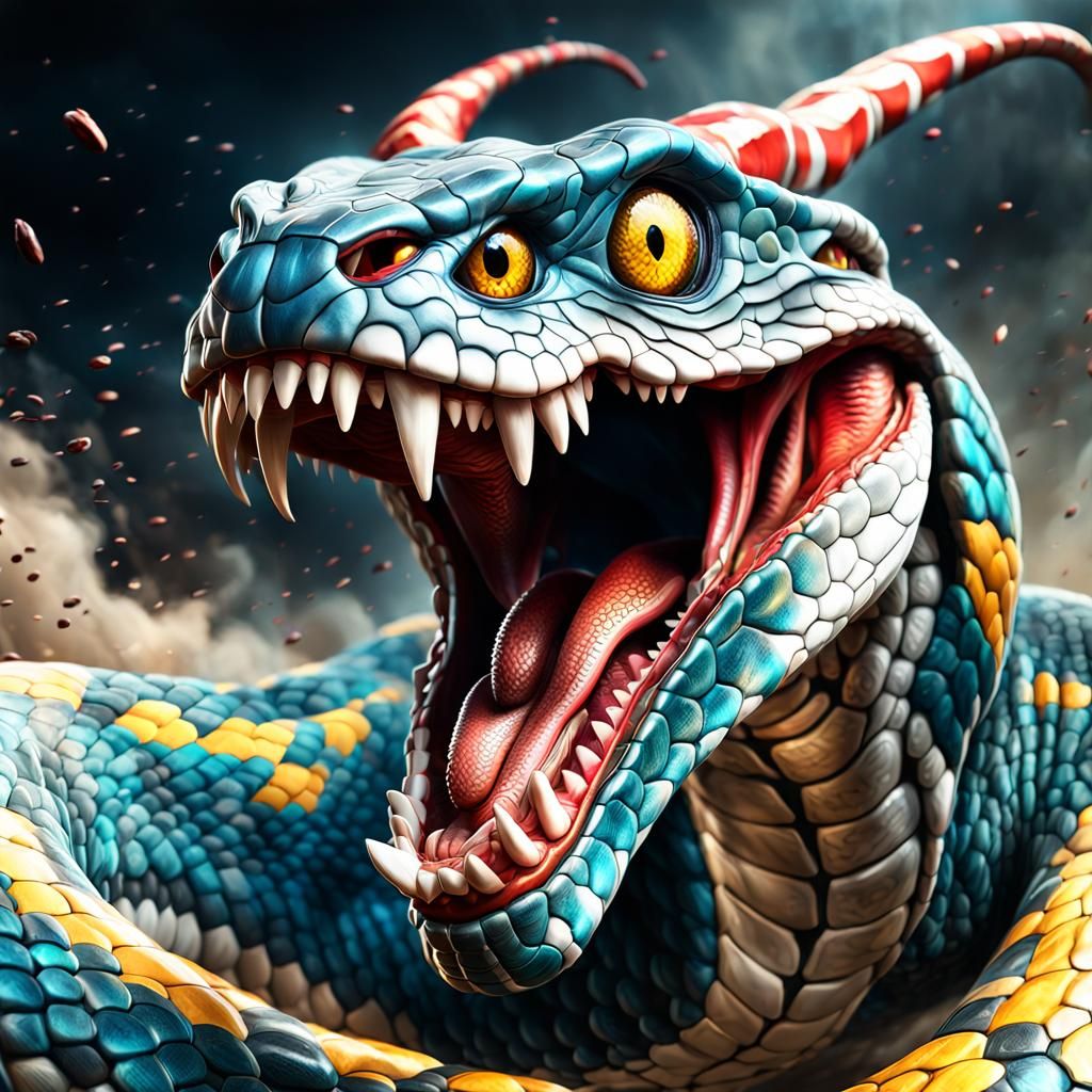 Aggressive Viper Charging: Ultra Detailed Digital Painting