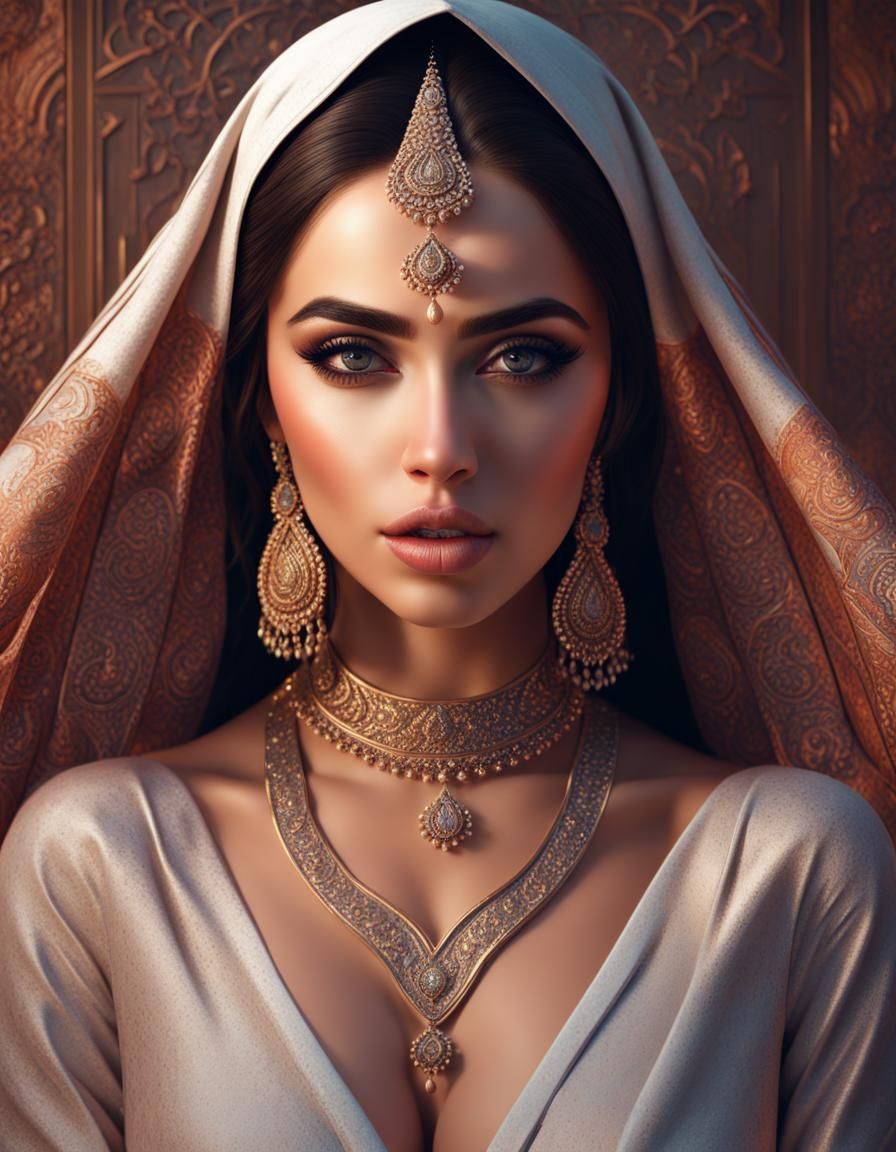 Beautiful Arabian Girl in Abstract Digital Art