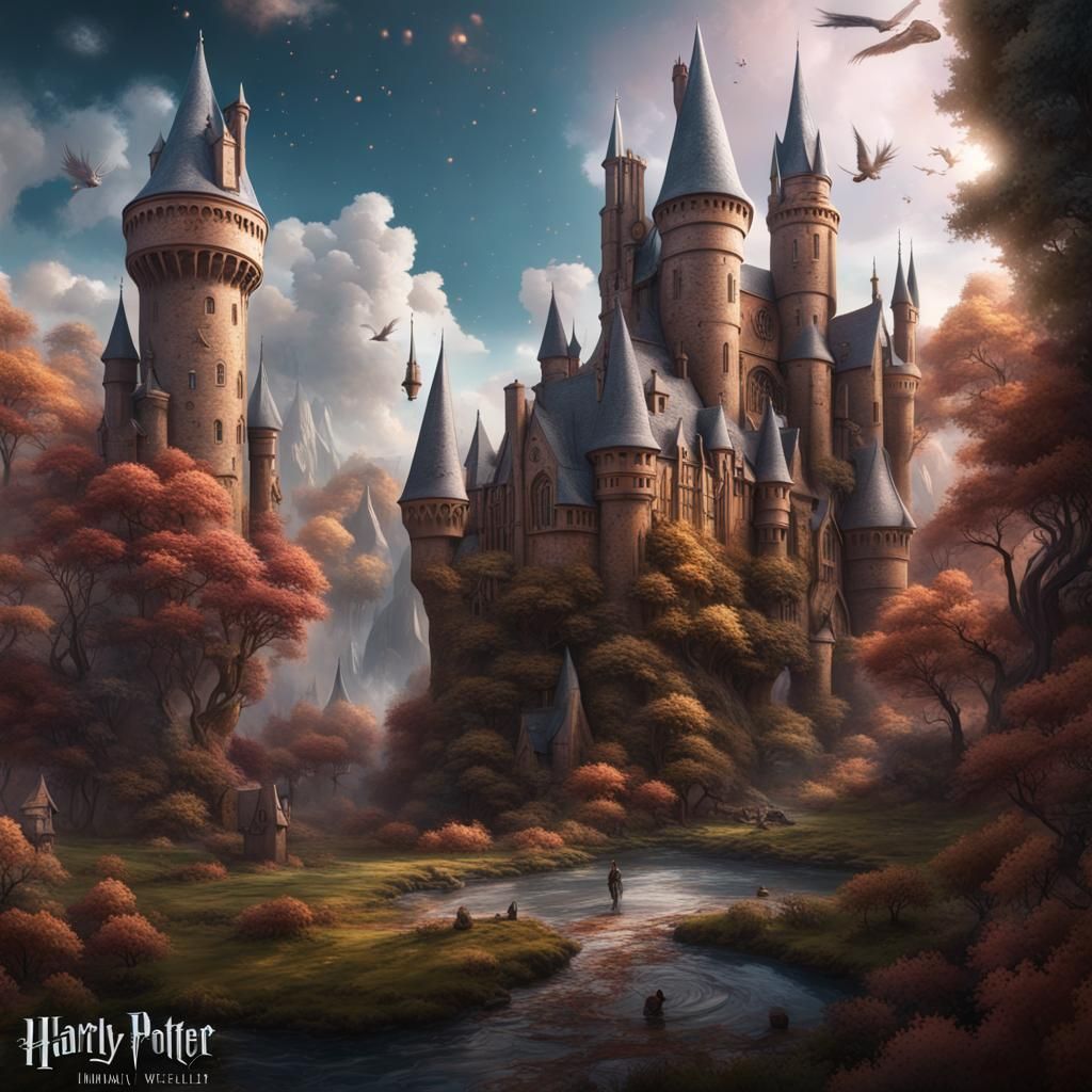 Magical Library Scene with Harry Potter