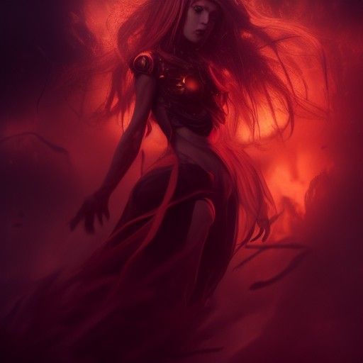 Albedo Overlord in Flames: Hyper-Realistic Digital Art