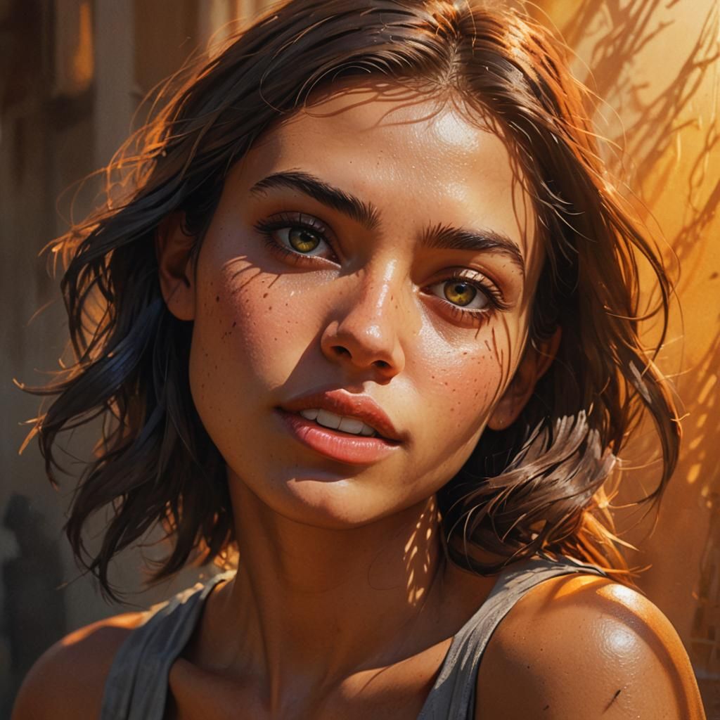 Girl with Face Shadow in Detailed Concept Art