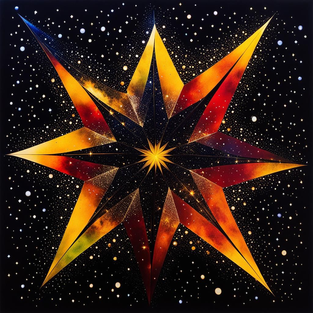 Gothic Stars in Rayograph Alcohol Ink Style