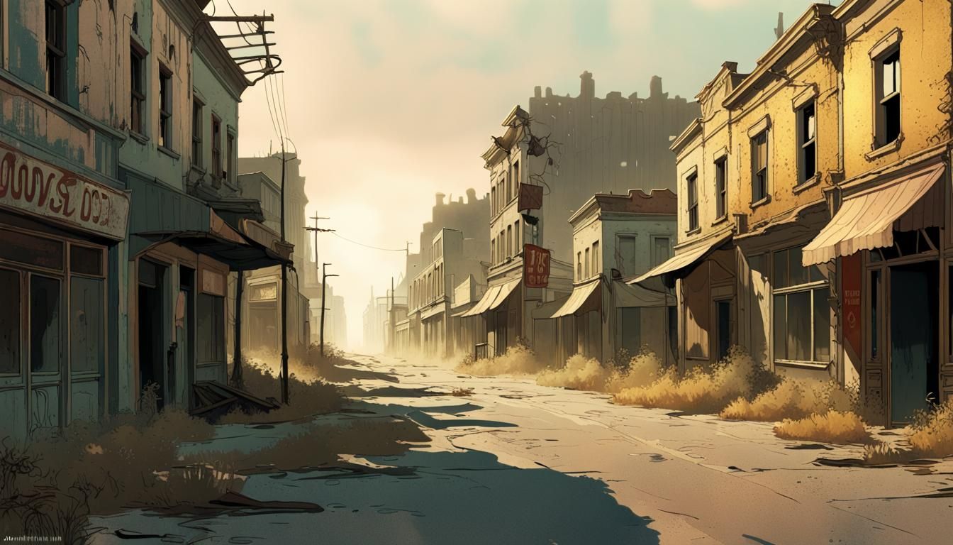 Post-Apocalyptic Town in Moebius Style
