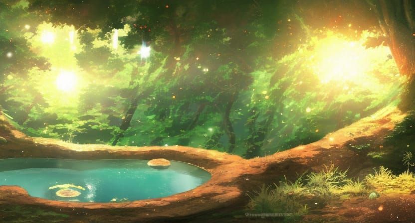 Anime Magical Hot Spring in Forest: Manga Art