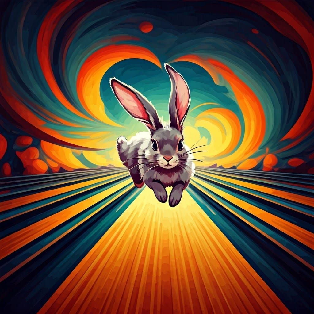 Energetic Bunny in Geometric Abstraction