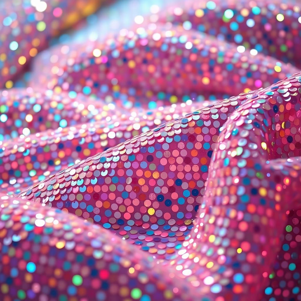 Shimmering Sequin Fabric in Hyperrealistic Style