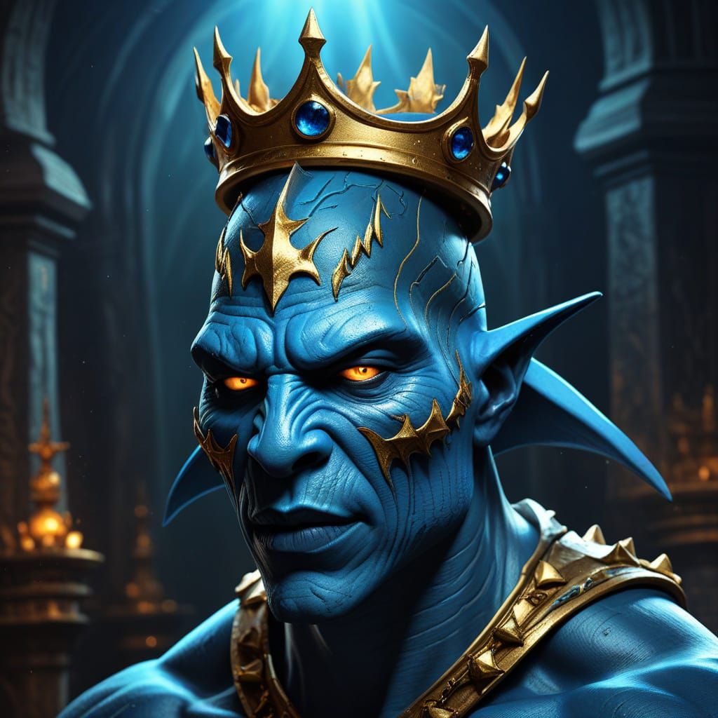 Shark-Headed Humanoid with Crown in Comic Book Style