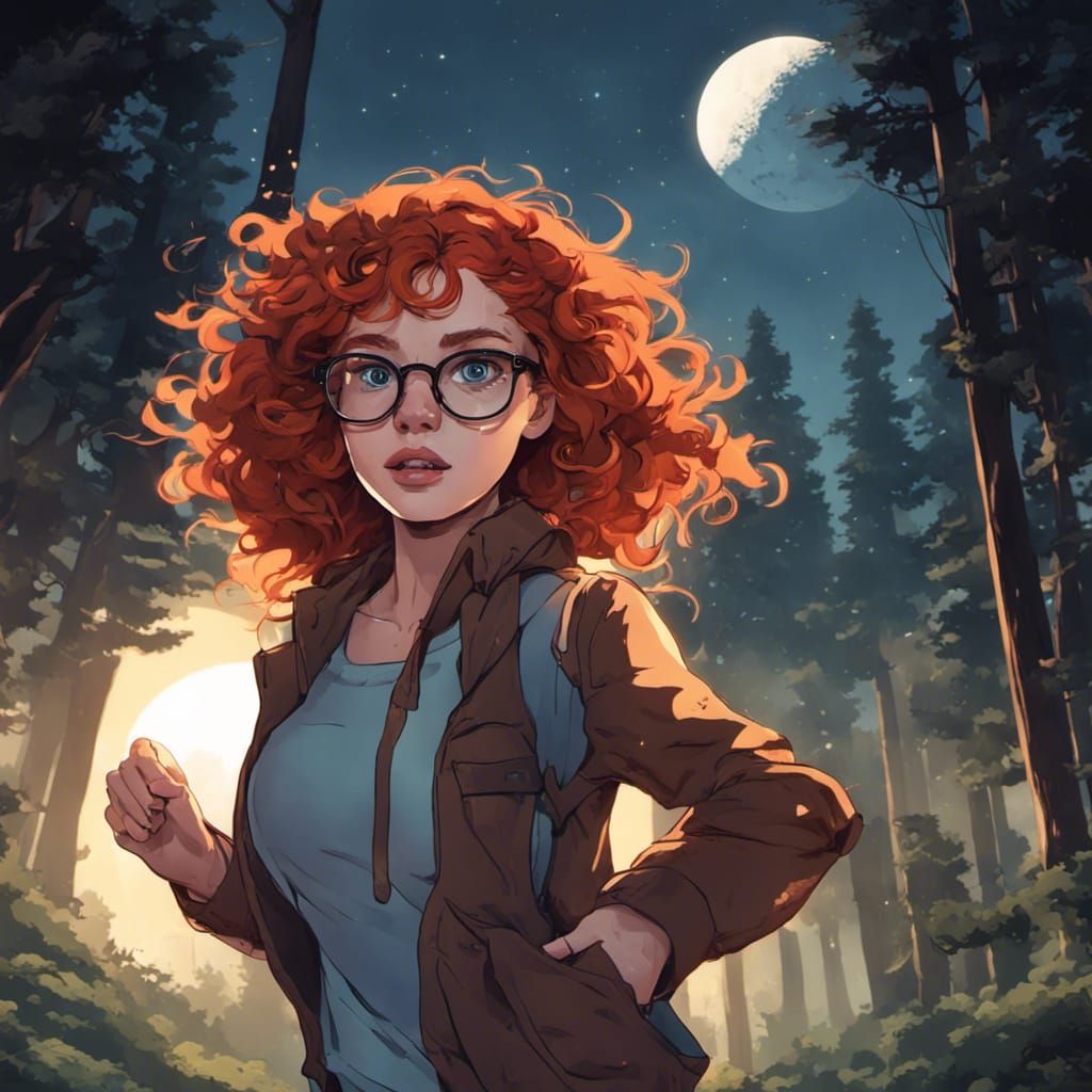 Nerdy Girl's Escape: UFO Chase in Dark Fantasy Style
