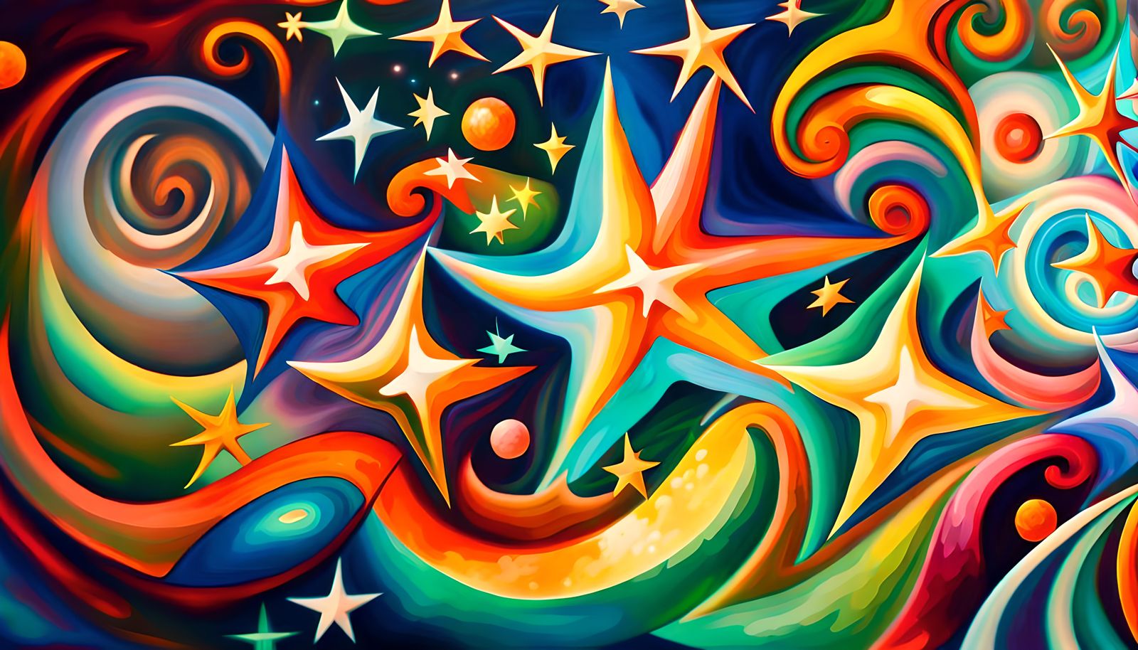 Iridescent Stars in Electromagnetic Plasma: Impasto Painting