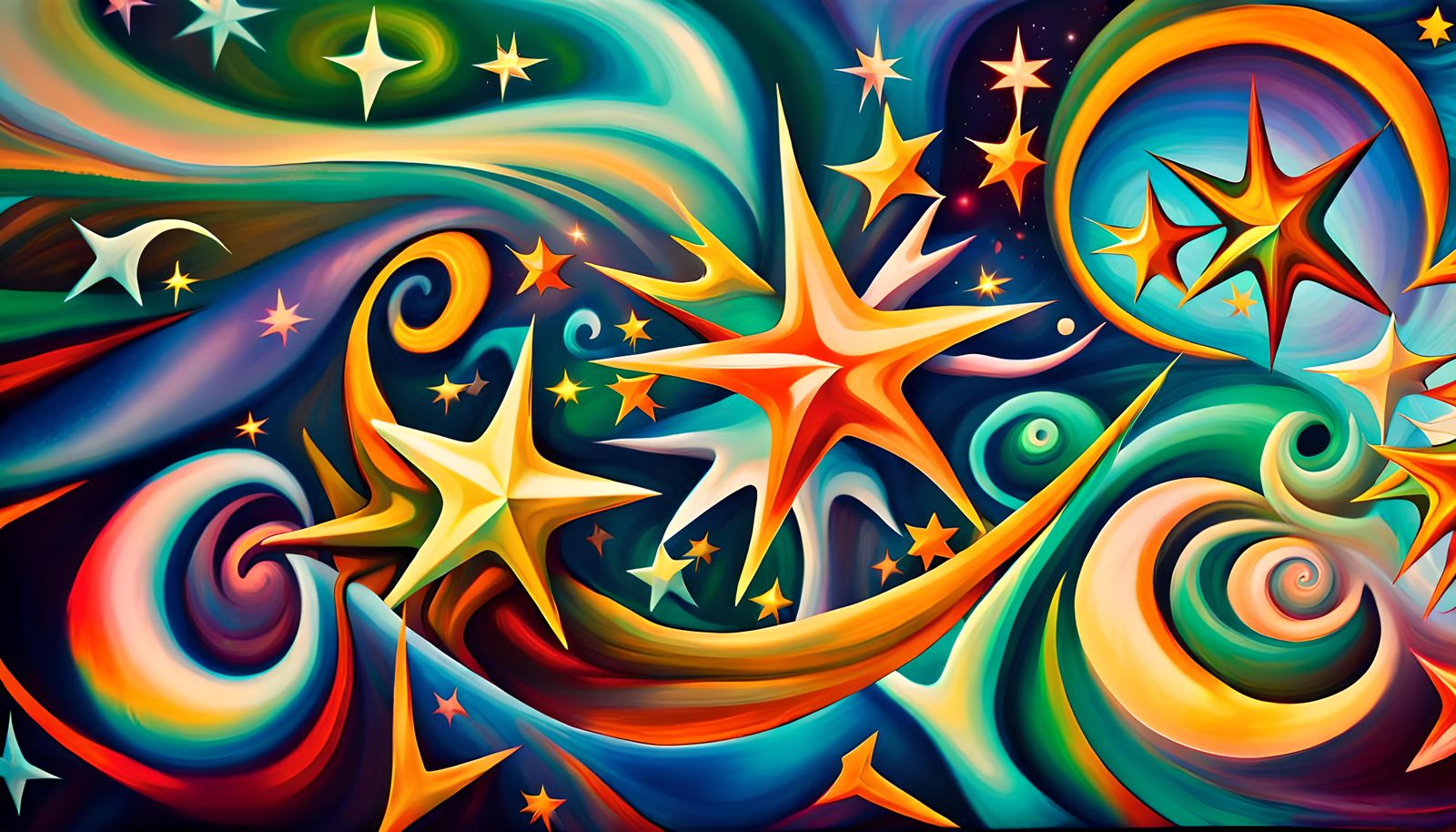 Iridescent Stars Connected in Electro Magnetic Plasma Maelst...