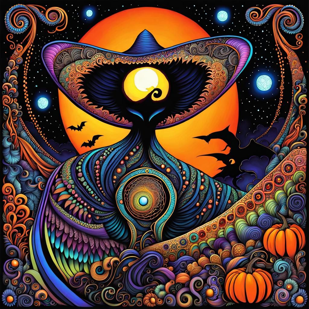 Halloween Witch Zentangle Art: Magical Destruction