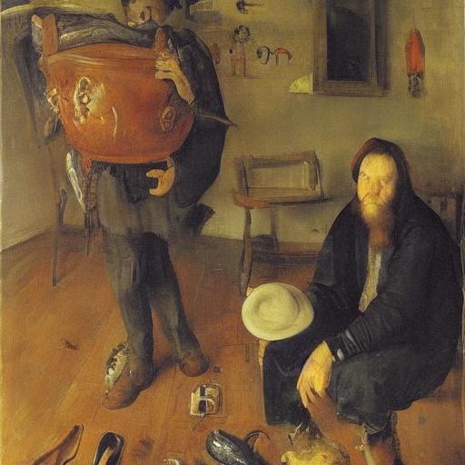 Humorous Clog Removal Scene, Holbein, Soutine and Ensor Styl...