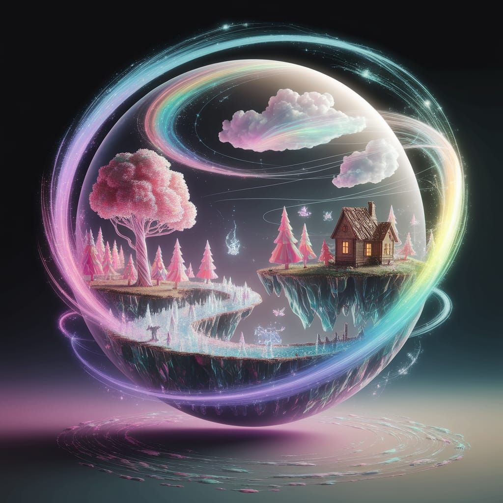Whimsical Candy Land Encased in Shimmering Orb