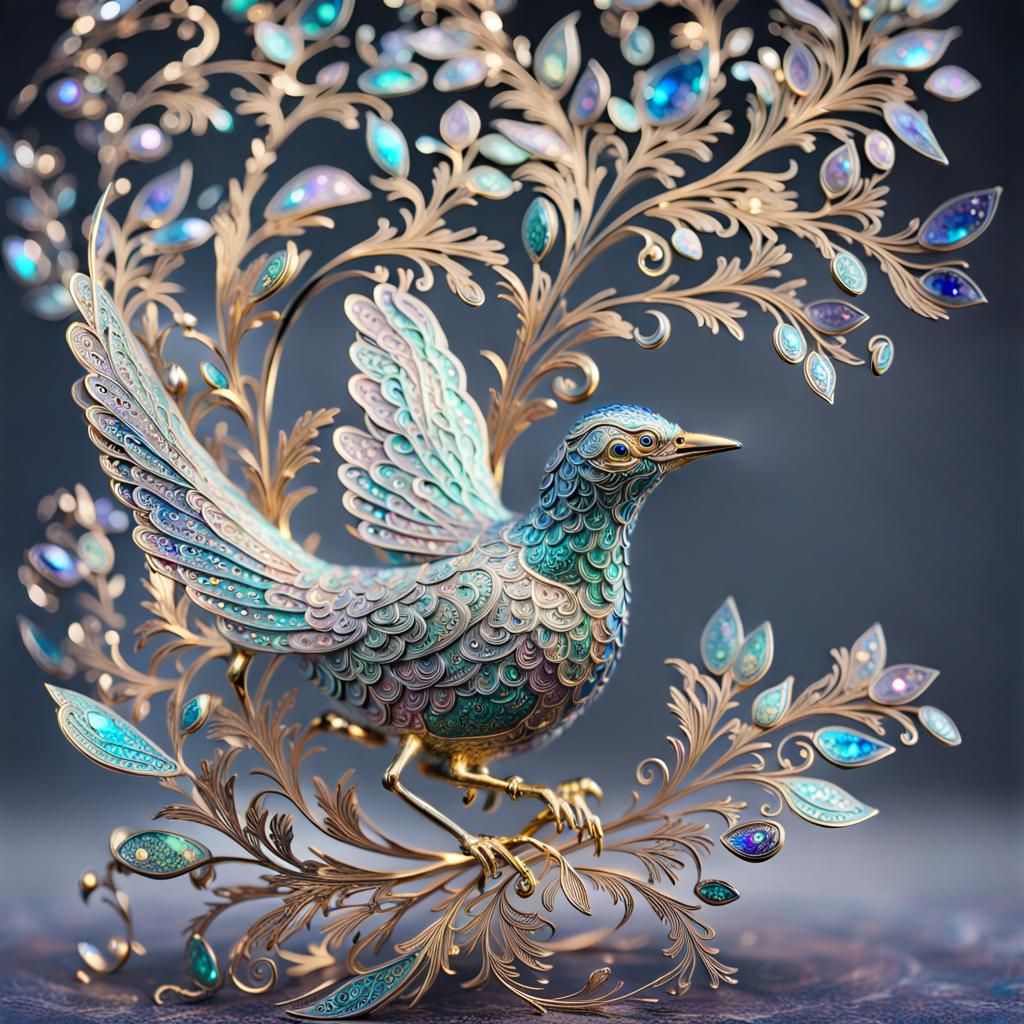 Faberge Bird in Confetti Shower