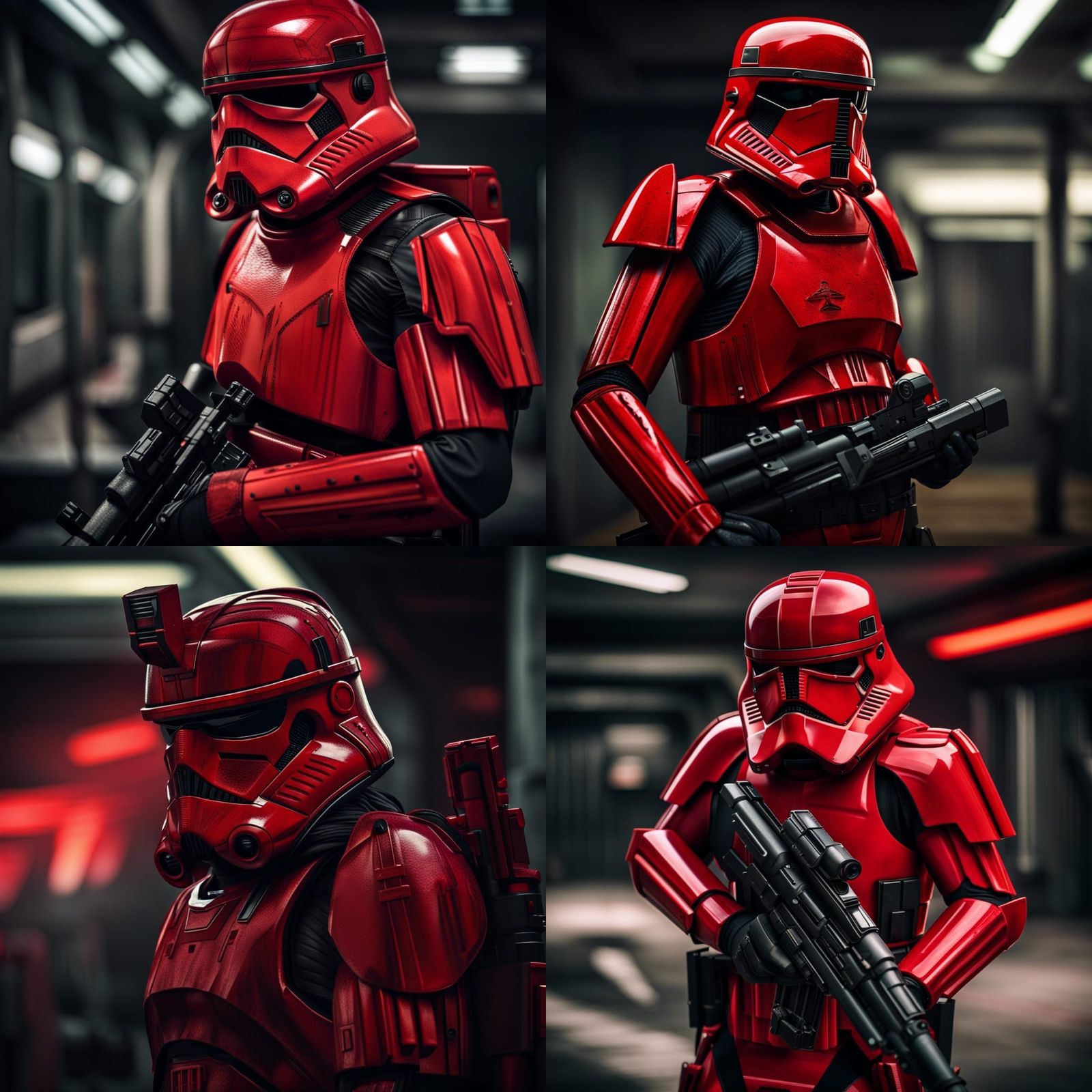 Sith Trooper Patrolling Military Base in Hyperrealistic Styl...