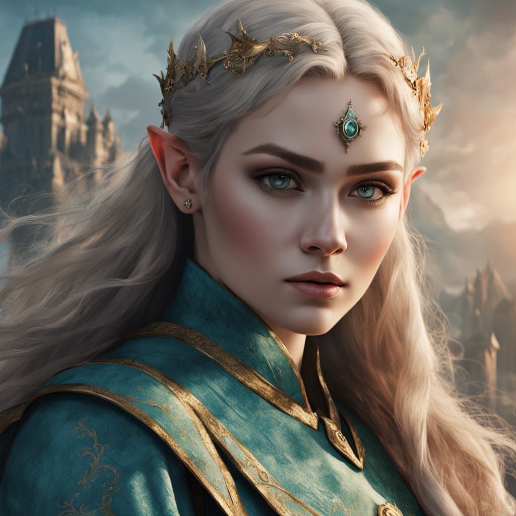 Fantasy Elf Sorceress Portrait in Earthy Tones